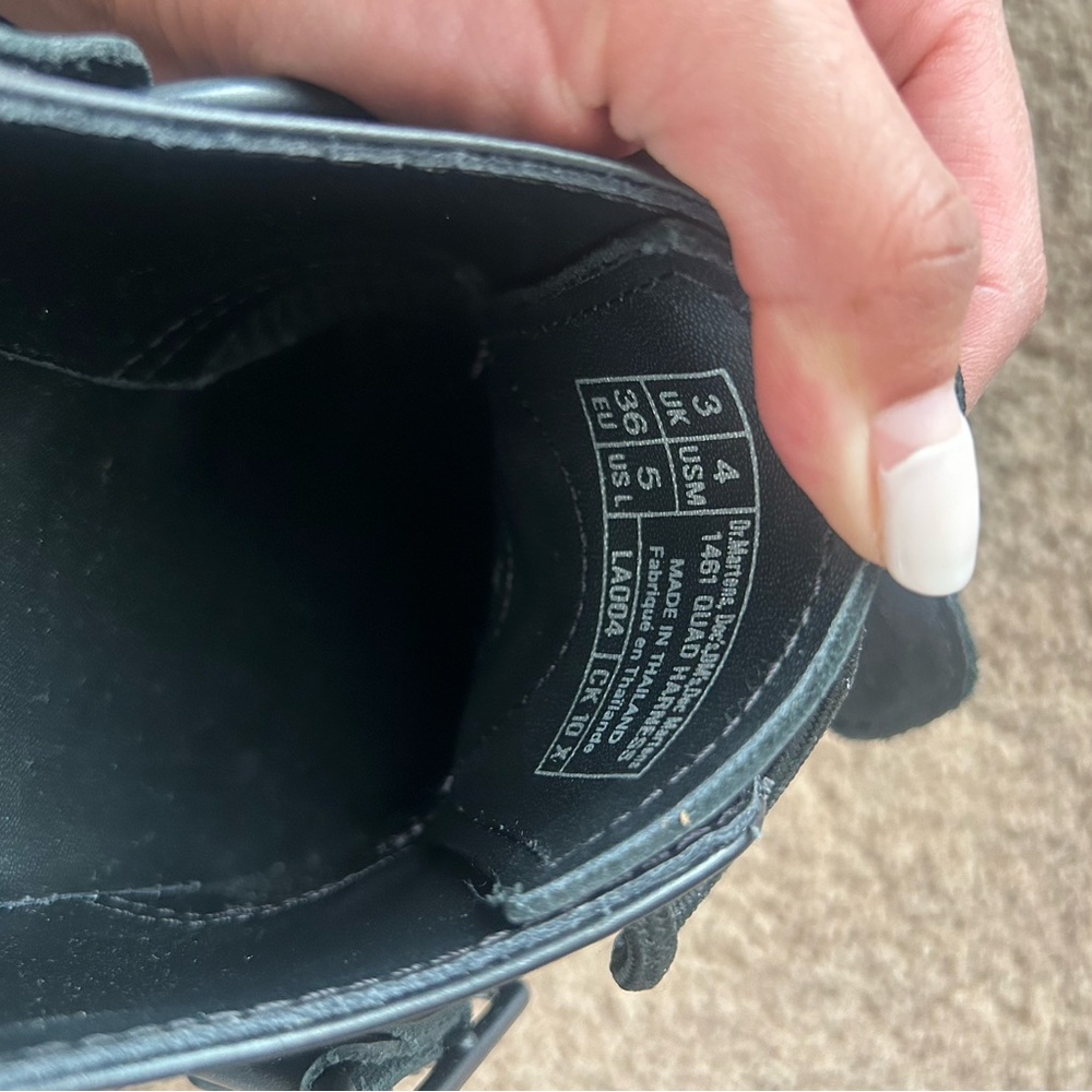 Dr. Martens Black Leather Mary Jane Shoes with Yellow Stitching - Picture 6 of 8